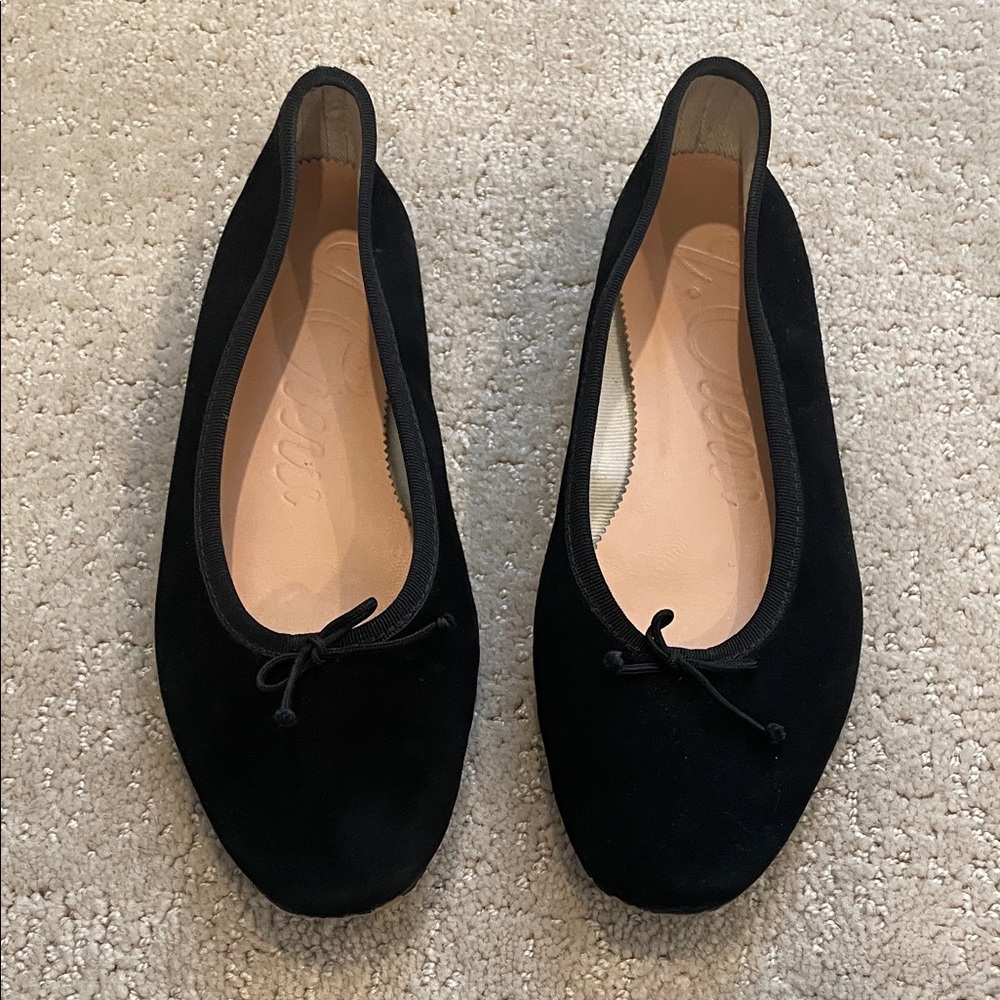 Jcrew Black Suede Ballet Flats